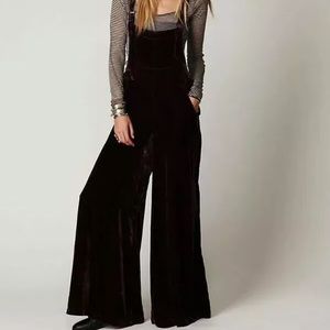 Free people beloved wide leg overalls plum purple